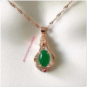 Rose Gold Plated Jade Pendant Necklace